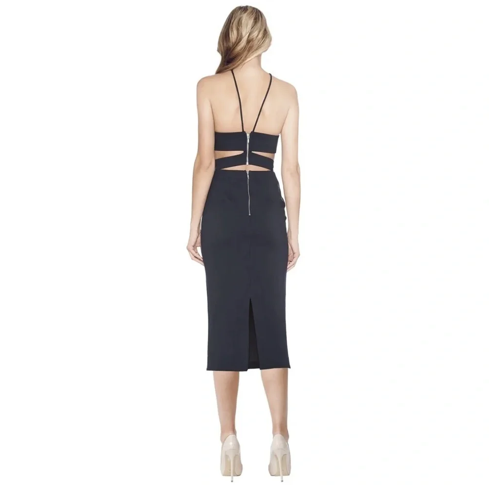 NWT N/Nicholas NICHOLAS Ponti Wrap Cross Back Cutout Midi Dress in Plum …